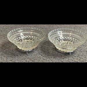 Set of 2 Vintage Silver Footed Small Glass Bowls